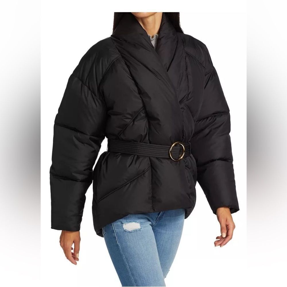 puffer jacket with shawl collar